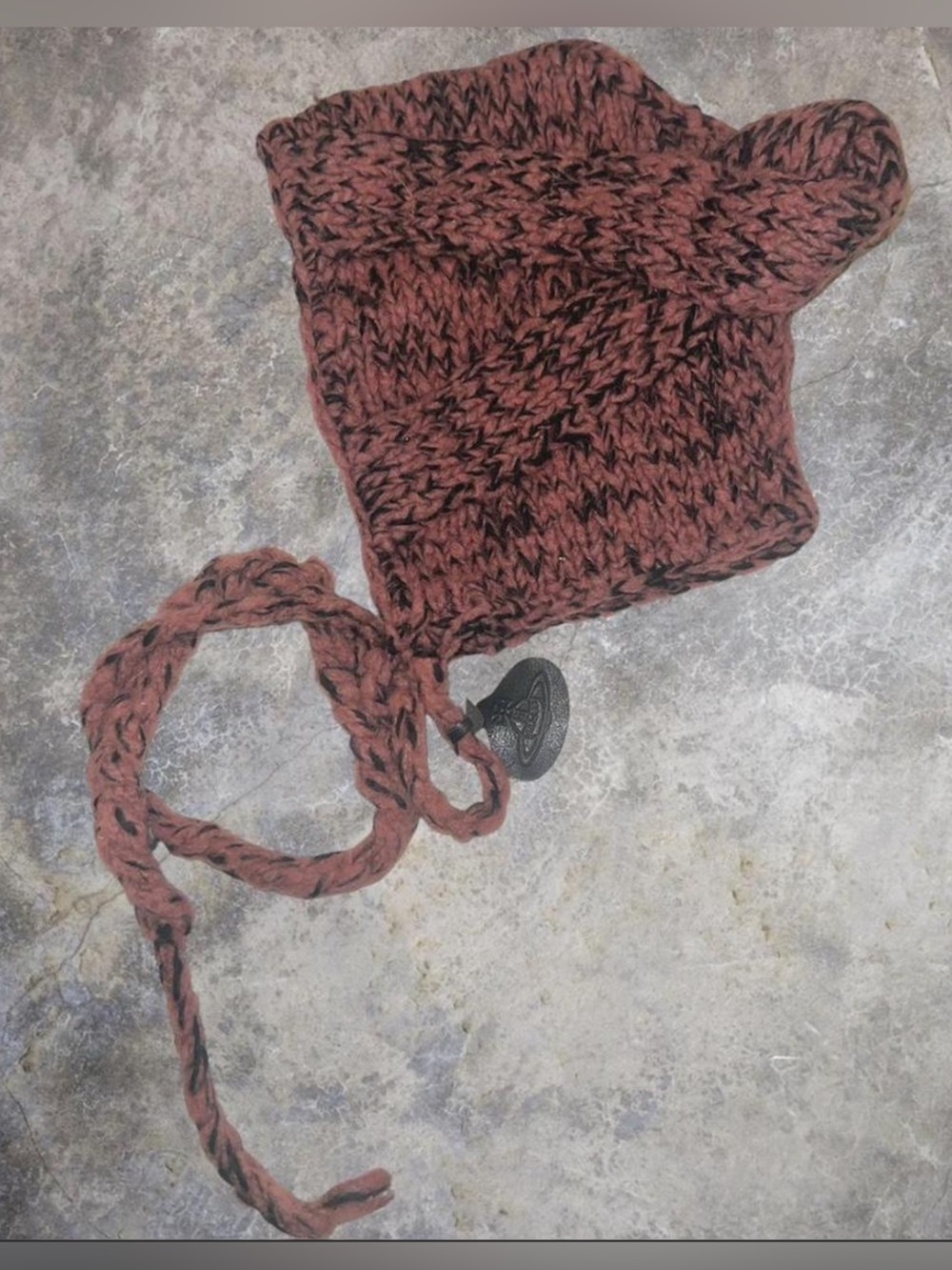 Vivienne Westwood Marled Rust pink Cable Knit hat with Braided Tie
